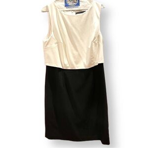 Ivanka Trump little white/cream and black color-block dress M sleeveless